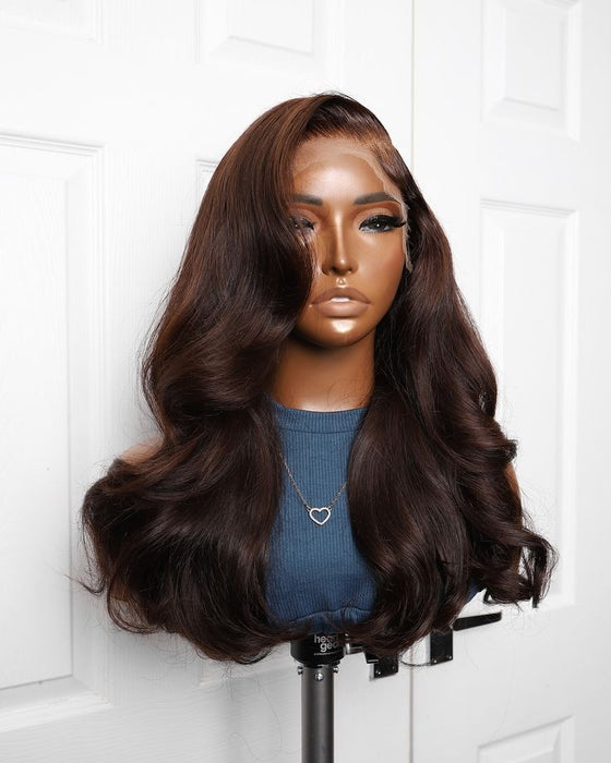 Chocolate Brown Custom Wig – Long Layers HD Lace Glueless